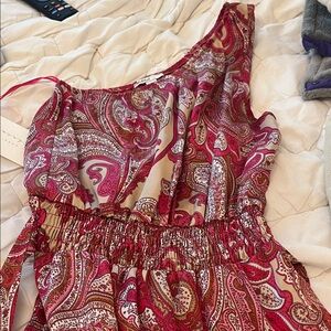 Paisley One-Shoulder Kids Formal Dress - Pink